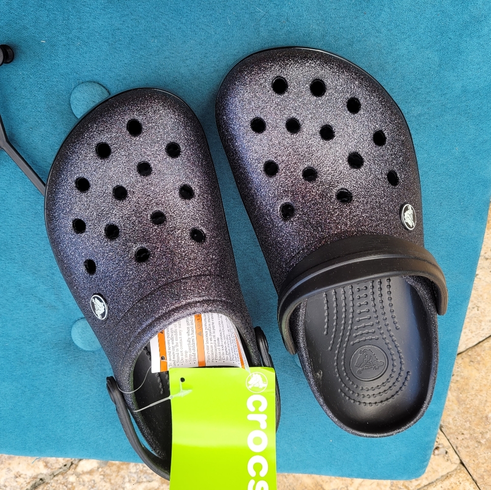 Crocs - black sparkle, NWT